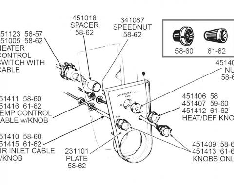 56-57 Heater Control Switch With Cable