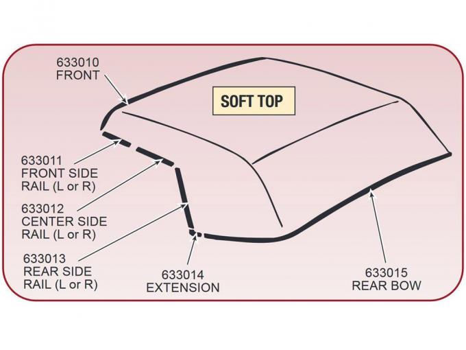 68-75 Soft Top Side Rail Weatherstrip - Front Left
