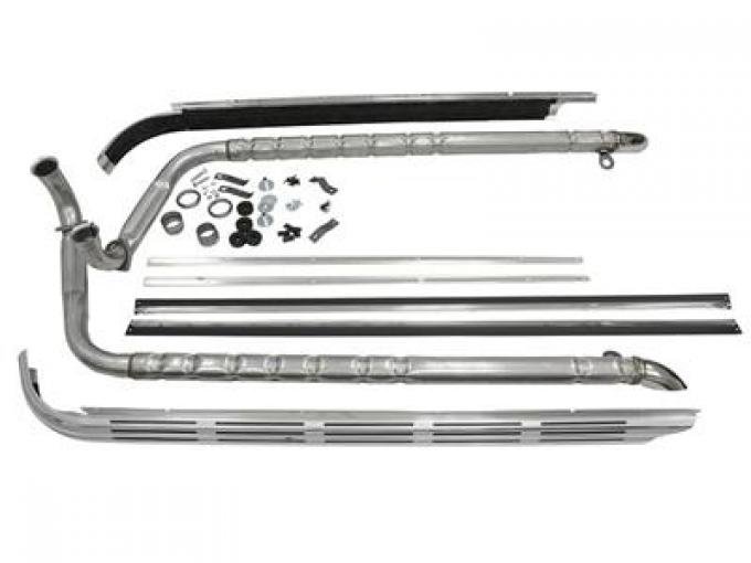 63-65 Side Exhaust Kit - 327 2-1/2" Correct Sound Aluminized Pipes with Covers