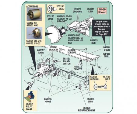 68-72 Windshield Wiper Actuator Bracket Shim - Set Of 2