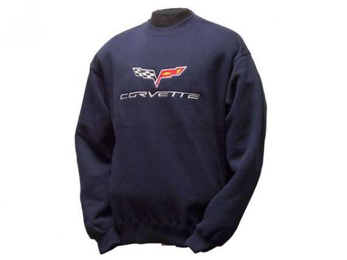 Sweatshirt With C6 Embroidered Emblem Dark Blue