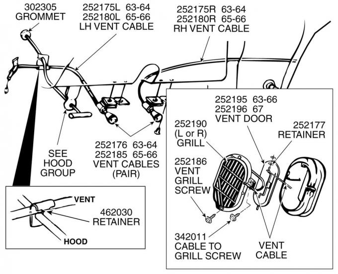 63-64 Vent Cable Assembly - No Air Conditioning