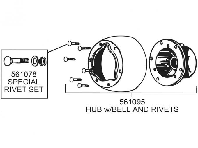56-62 Steering Wheel Hub - With Bell & Rivets
