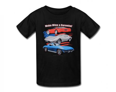 Kids "Make Mine a Corvette" Black T-Shirt