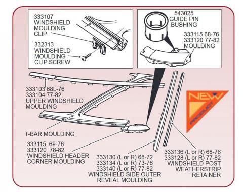 69-82 Soft Top / Convertible Top / T-top Header Guide Pin Bushings - Set Of 2