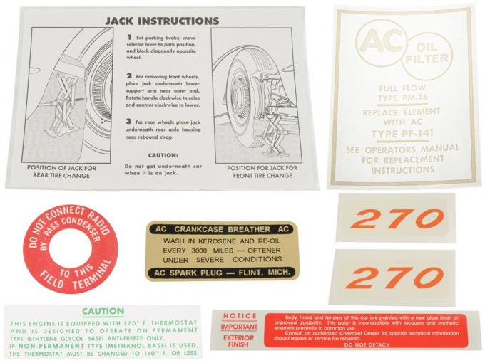 59-60 Decal Set - 270 Horsepower - 8 Pieces