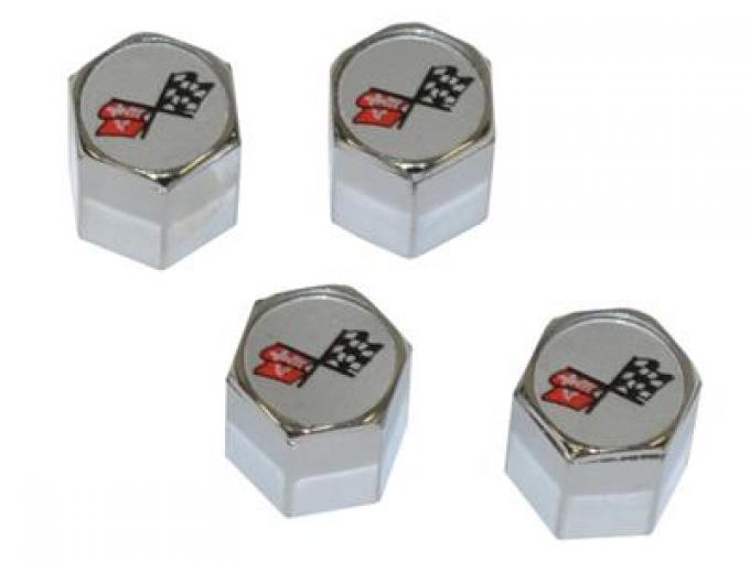 Crossflag Logo Valve Stem Caps Set of 4