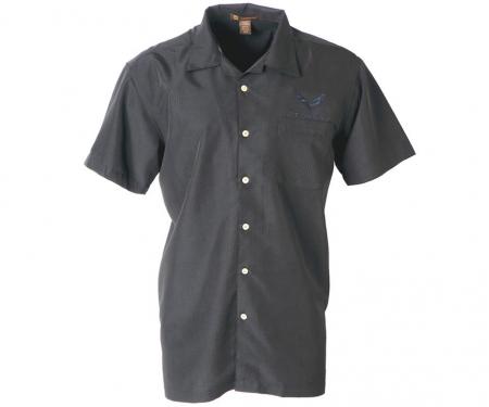 Camp Shirt - Men's Black Textured Stingray With C7 Embroidered Logo