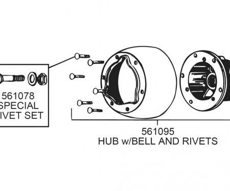 56-62 Steering Wheel Hub - With Bell & Rivets