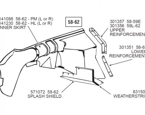 53-62 Splash Shields Weatherstrips