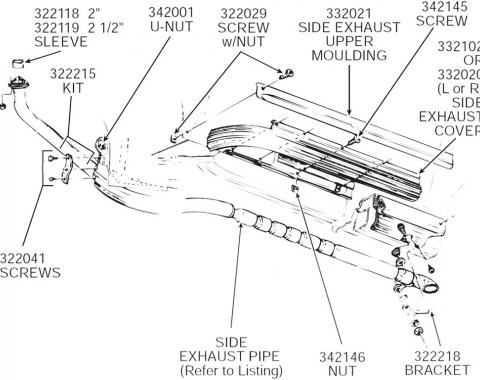 63-67 Side Exhaust Cover Mount Kit - Front