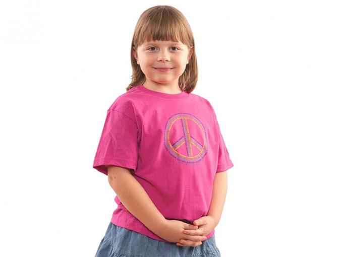 Girls Pink T-Shirt With Peace Sign