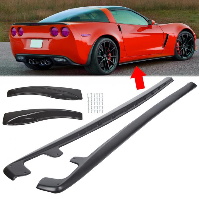 Corvette Fiberglass Side Skirts & Flaps, for ZR1 / Grand Sport / Z06, 2005-2013