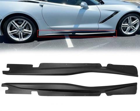 Corvette Base Model C7 Side Skirt Rocker Panels, Carbon Flash Finish, 2014-2019