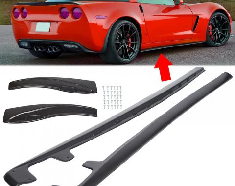 Corvette Carbon Flash Finish Side Skirts & Flaps, for ZR1 / Grand Sport / Z06, 2005-2013