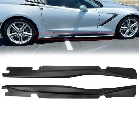 Corvette Base Model C7 Side Skirt Rocker Panels, Carbon Flash Finish, 2014-2019