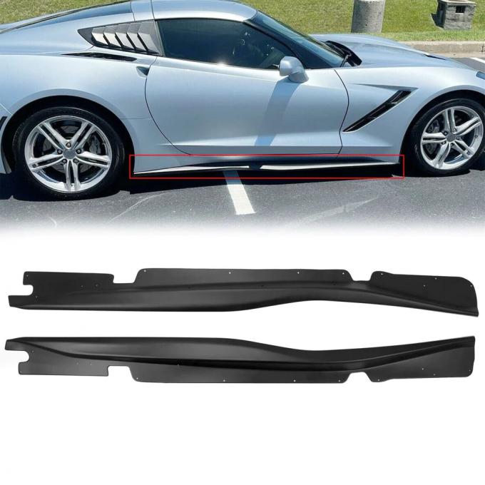 Corvette Base Model C7 Side Skirt Rocker Panels, Carbon Flash Finish, 2014-2019