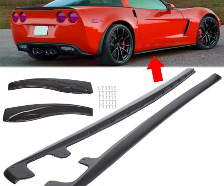 Corvette Carbon Flash Finish Side Skirts & Flaps, for ZR1 / Grand Sport / Z06, 2005-2013