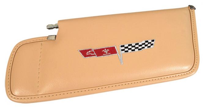 Corvette America 1979-1980 Chevrolet Corvette Sunvisor LH Telescopic with Rod Embroidered with Logo 410150 | 78-80 Doeskin