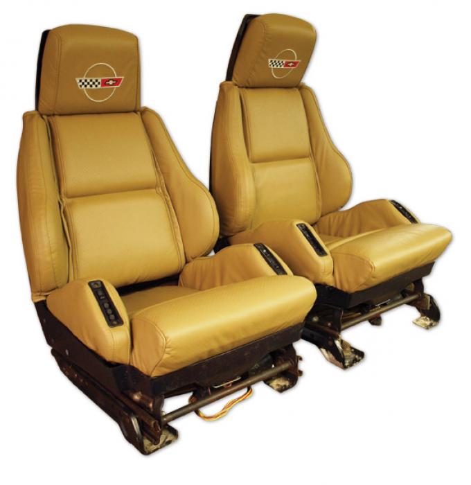 Corvette America 1989-1990 Chevrolet Corvette Embroidered Leather Seat Covers Sport 420678E | 88-91 Saddle