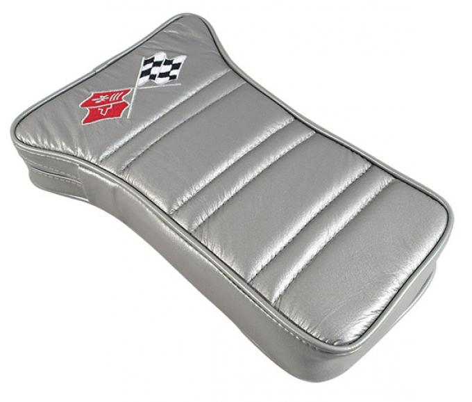 Corvette America 1974-1975 Chevrolet Corvette Center Armrest Embroidered Leather 414961E | 64-66 & 74-75 Silver