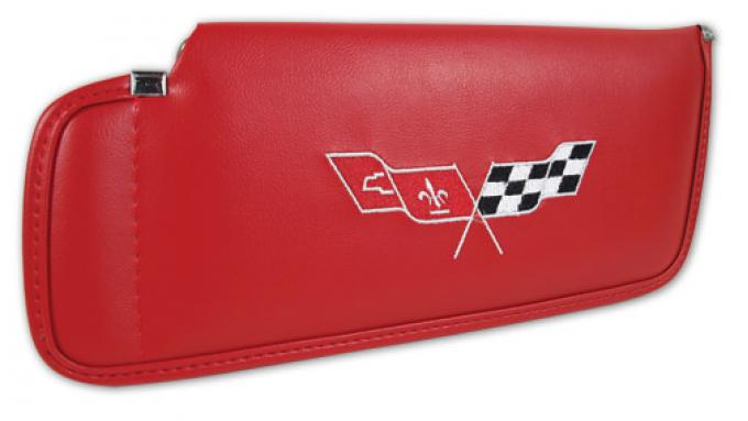 CA 1977-1981 Chevrolet Corvette Sunvisor Embroidered with Logo 408724 | 77-81 Red