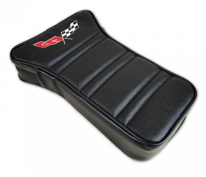 CA 1968-1978 Chevrolet Corvette Center Armrest Embroidered Leather 414920E | 59-96 Black