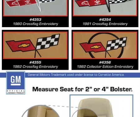 Corvette America 1979-1981 Chevrolet Corvette Embroidered Leather Seat Covers Leather/Vinyl Original 4" Bolster 420148E | 78-81 Dark Blue