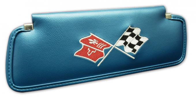 Corvette America 1969-1970 Chevrolet Corvette Sunvisors Madrid Embroidered with Logo 407241 | 68-70 Bright Blue