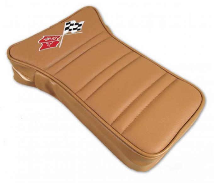 CA 1973-1975 Chevrolet Corvette Center Armrest Embroidered Leather 414951E | 73-75 Medium Saddle