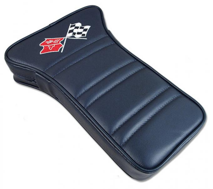 CA 1973-1975 Chevrolet Corvette Center Armrest Embroidered Leather 414943E | 73-75 Dark Blue