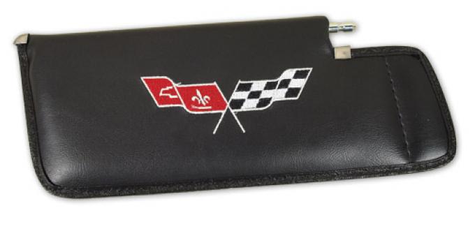 CA 1979-1981 Chevrolet Corvette Sunvisor LH Telescopic with Rod Embroidered with Logo 410120 | 59-96 Black