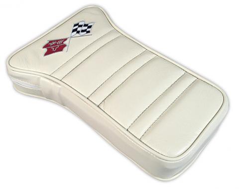 Corvette America 1976-1977 Chevrolet Corvette Center Armrest Embroidered Leather 414976E | 76-77 White