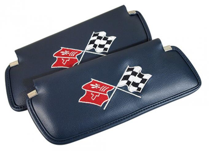 Corvette America 1974-1975 Chevrolet Corvette Sunvisors Madrid Embroidered with Logo 408543 | 73-75 Dark Blue