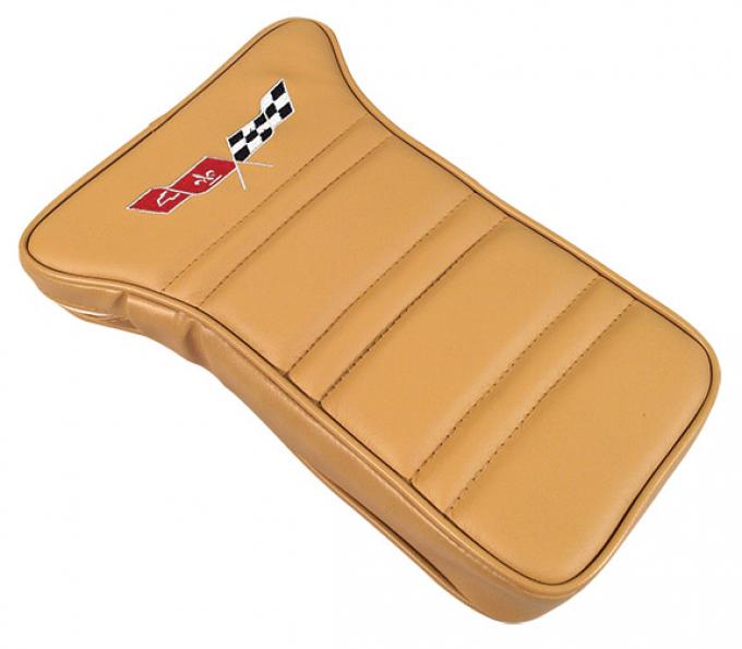 CA 1976-1977 Chevrolet Corvette Center Armrest Embroidered Leather 414957E | 76-77 Buckskin