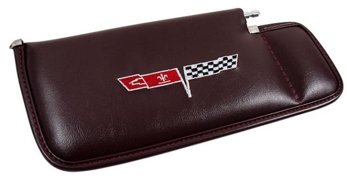 Corvette America 1980 Chevrolet Corvette Sunvisor LH Telescopic with Rod Embroidered with Logo 410136 | 80 Claret