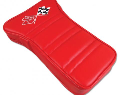 Corvette America 1968-1972 Chevrolet Corvette Center Armrest Embroidered Leather 414930E | 65-67 & 68-72 Red