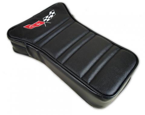 Corvette America 1968-1978 Chevrolet Corvette Center Armrest Embroidered Leather 414920E | 59-96 Black