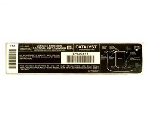 Corvette Decal, Emission, Code FYA, 2003