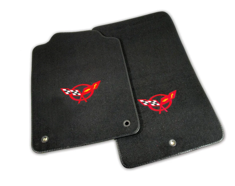 Corvette Mats, Black Tru-Vette with C5 Logo (90), 1997-2004