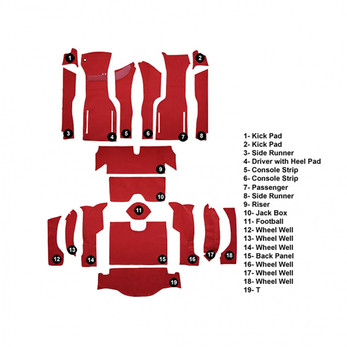 Corvette Carpet, Red Coupe Foam Back      35, 1964