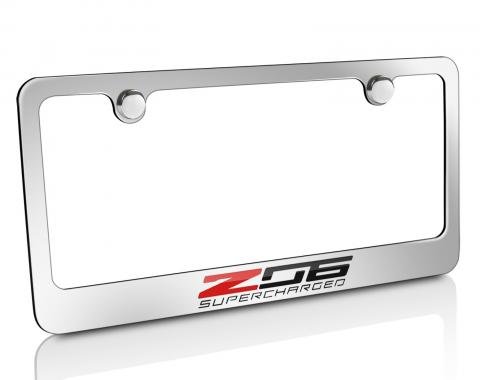 Corvette Elite License Frame, C7 Z06 Supercharged Script