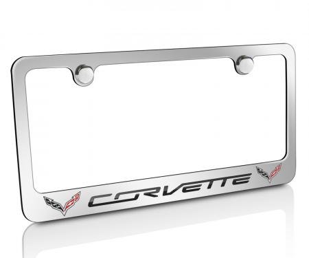 Corvette Elite License Frame, C7 Corvette Script with Double Logo