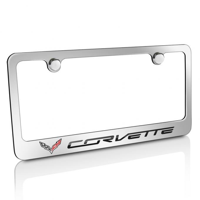 Corvette Elite License Frame, C7 Corvette Script with Single Logo