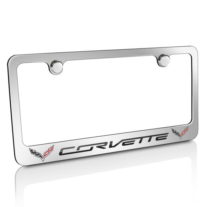 Corvette Elite License Frame, C7 Corvette Script with Double Logo