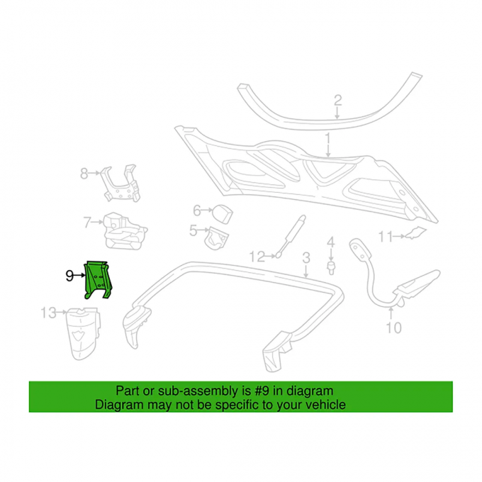 Corvette Decklid Latch Bracket, 1998-2004