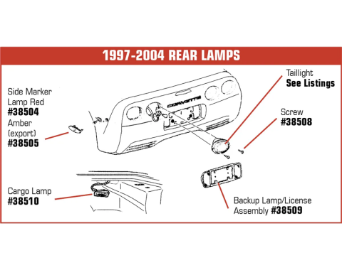 Corvette Side Marker Light, Amber Export, 1997-2004