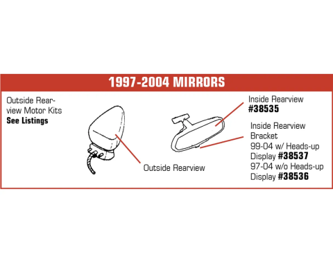 Corvette Inside Mirror Bracket, 1997-2004