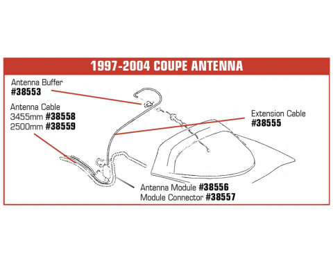 Corvette Antenna Cable, 3455 Mm, 1997-2004