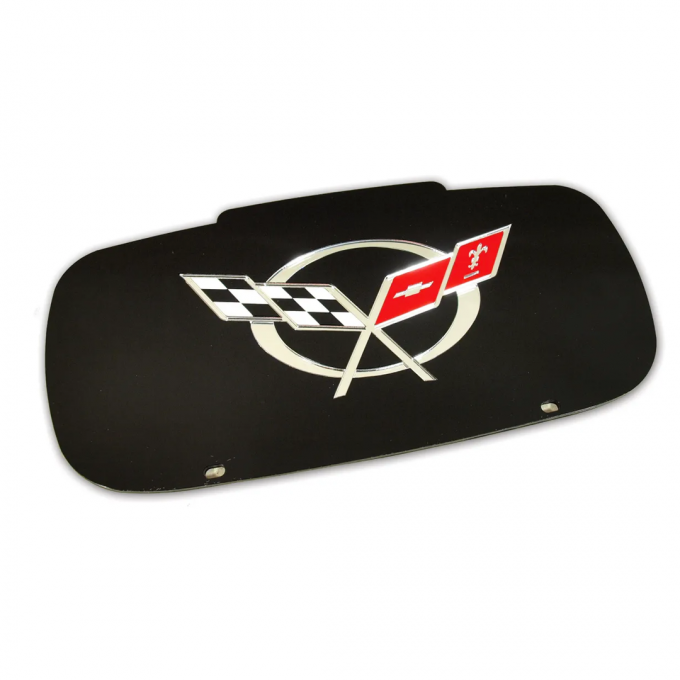 Corvette Front License Plate, Black with C5 Logo, 1997-2004